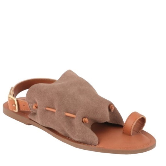 Rag & Co Shoes - Rag & Co Taupe/Brown Leather Greek Style Sandals Size 39/8